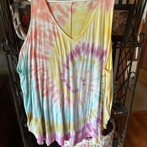 Torrid Yellow and Purple Asymmetrical Sleeveless Tank Top